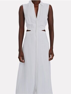 INTERMIX Hazel Cut-Out Midi Dress in White